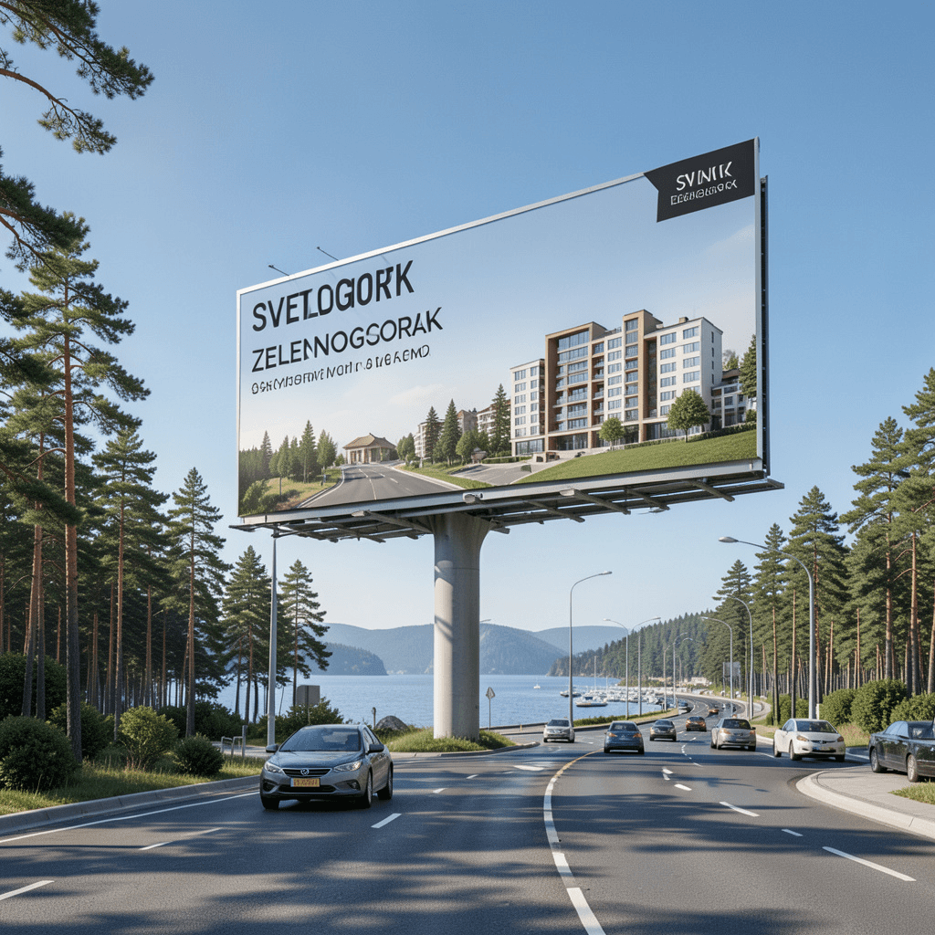 Билборд Baltic Outdoor на фоне моря и соснового леса